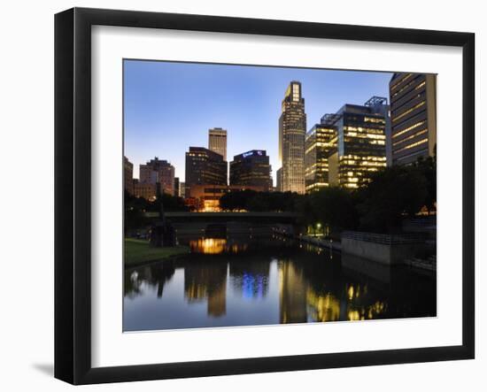 Skyline at Dusk, Omaha, Nebraska-Gayle Harper-Framed Photographic Print