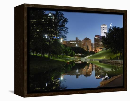 Skyline at Dusk, Omaha, Nebraska-Gayle Harper-Framed Premier Image Canvas