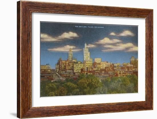 Skyline at Dusk, Tulsa, Oklahoma-null-Framed Art Print