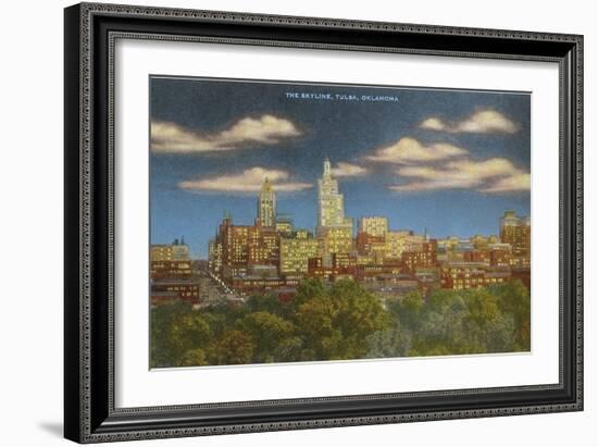 Skyline at Dusk, Tulsa, Oklahoma-null-Framed Art Print