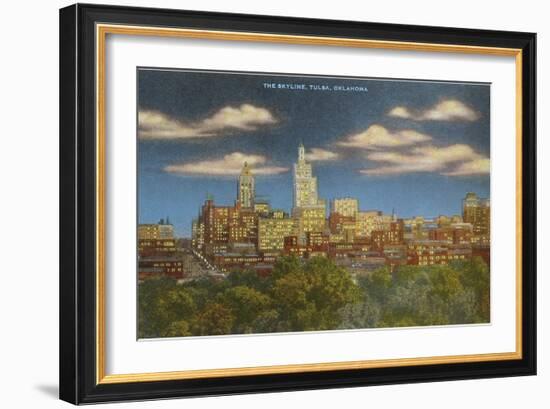 Skyline at Dusk, Tulsa, Oklahoma-null-Framed Art Print