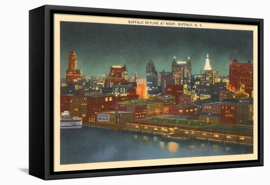 Skyline at Night, Buffalo, New York-null-Framed Stretched Canvas