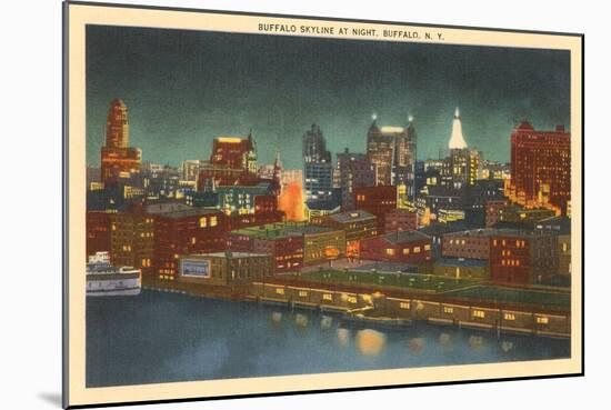 Skyline at Night, Buffalo, New York-null-Mounted Art Print