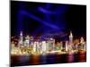 Skyline at Night Reflected in Victoria Harbour, Kowloon, Hong Kong-Russell Gordon-Mounted Photographic Print