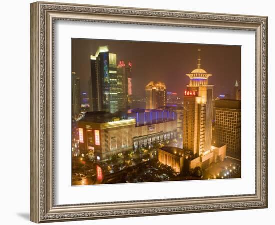 Skyline at Night, Shanghai, China-Michael DeFreitas-Framed Photographic Print