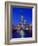 Skyline at night with Chicago River and Sears Tower, Chicago, Illinois, USA-Alan Klehr-Framed Photographic Print