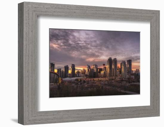 Skyline at sunset, Calgary, Alberta, Canada, North America-JIA HE-Framed Photographic Print