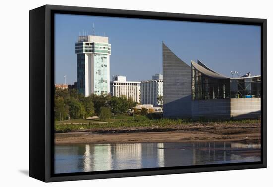 Skyline by the Arkansas River, Wichita, Kansas, USA-Walter Bibikow-Framed Premier Image Canvas