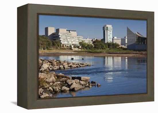 Skyline by the Arkansas River, Wichita, Kansas, USA-Walter Bibikow-Framed Premier Image Canvas