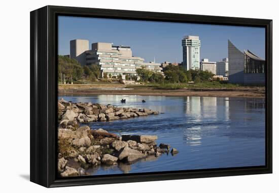 Skyline by the Arkansas River, Wichita, Kansas, USA-Walter Bibikow-Framed Premier Image Canvas