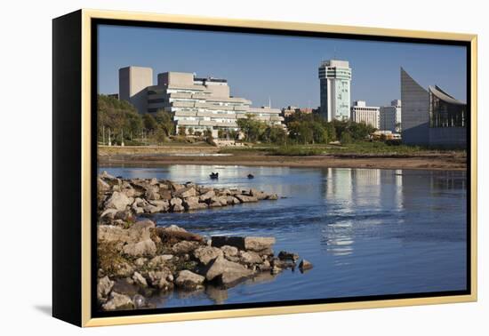 Skyline by the Arkansas River, Wichita, Kansas, USA-Walter Bibikow-Framed Premier Image Canvas