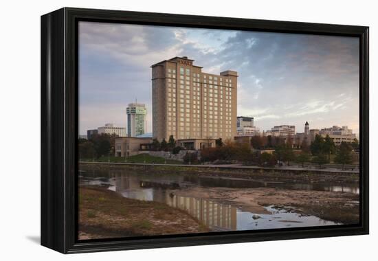 Skyline by the Arkansas River, Wichita, Kansas, USA-Walter Bibikow-Framed Premier Image Canvas