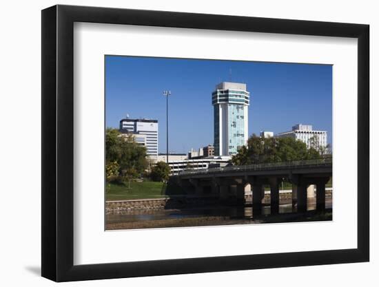 Skyline by the Arkansas River, Wichita, Kansas, USA-Walter Bibikow-Framed Photographic Print