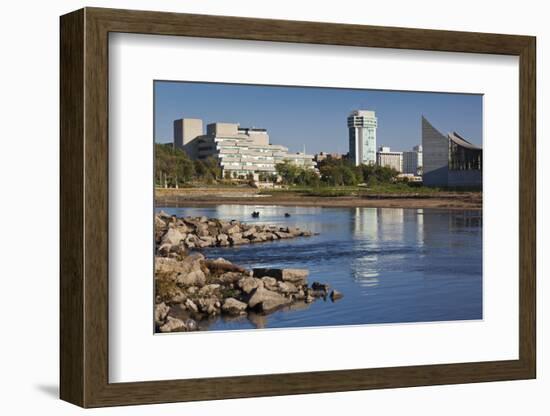 Skyline by the Arkansas River, Wichita, Kansas, USA-Walter Bibikow-Framed Photographic Print