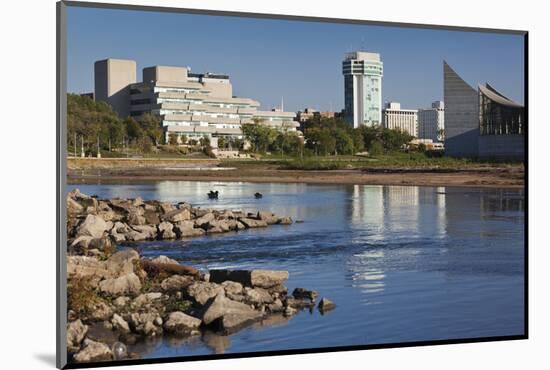 Skyline by the Arkansas River, Wichita, Kansas, USA-Walter Bibikow-Mounted Photographic Print