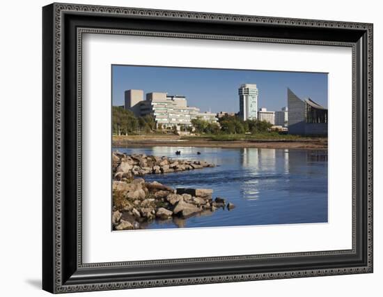 Skyline by the Arkansas River, Wichita, Kansas, USA-Walter Bibikow-Framed Photographic Print