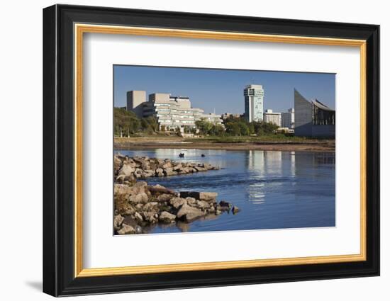 Skyline by the Arkansas River, Wichita, Kansas, USA-Walter Bibikow-Framed Photographic Print