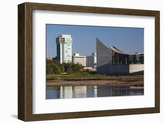 Skyline by the Arkansas River, Wichita, Kansas, USA-Walter Bibikow-Framed Photographic Print