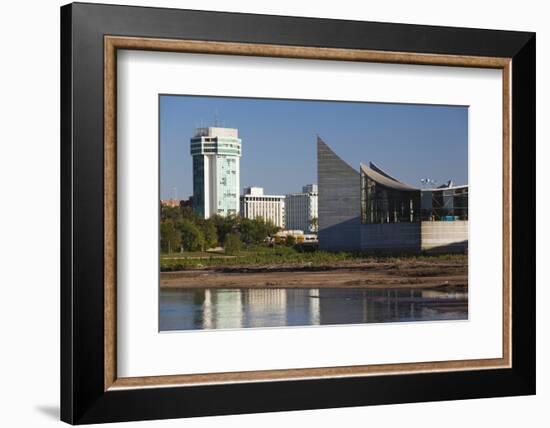 Skyline by the Arkansas River, Wichita, Kansas, USA-Walter Bibikow-Framed Photographic Print