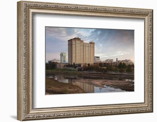 Skyline by the Arkansas River, Wichita, Kansas, USA-Walter Bibikow-Framed Photographic Print