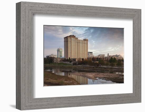 Skyline by the Arkansas River, Wichita, Kansas, USA-Walter Bibikow-Framed Photographic Print