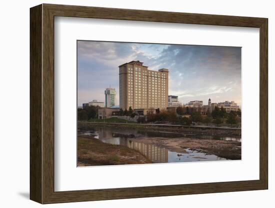 Skyline by the Arkansas River, Wichita, Kansas, USA-Walter Bibikow-Framed Photographic Print