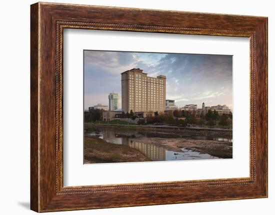 Skyline by the Arkansas River, Wichita, Kansas, USA-Walter Bibikow-Framed Photographic Print