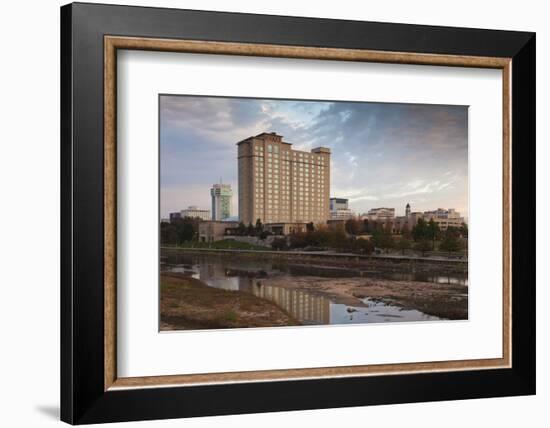 Skyline by the Arkansas River, Wichita, Kansas, USA-Walter Bibikow-Framed Photographic Print