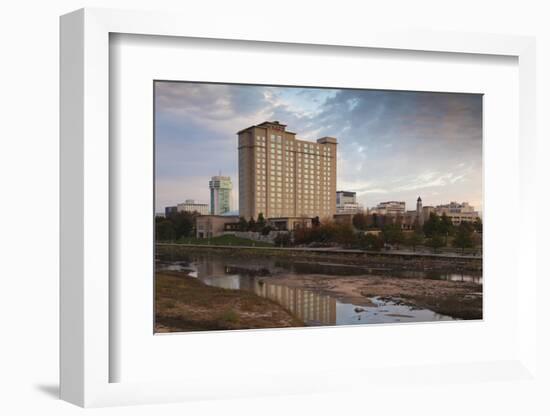 Skyline by the Arkansas River, Wichita, Kansas, USA-Walter Bibikow-Framed Photographic Print