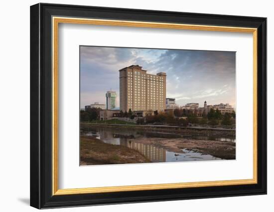 Skyline by the Arkansas River, Wichita, Kansas, USA-Walter Bibikow-Framed Photographic Print