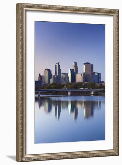 Skyline from the Mississippi River, Minneapolis, Minnesota, USA-Walter Bibikow-Framed Photographic Print