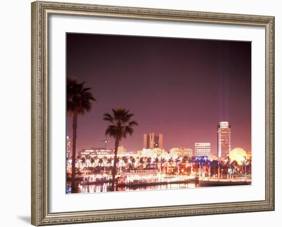 Skyline from the Park at Long Beach Harbor, Long Beach, California, USA-Brent Bergherm-Framed Photographic Print