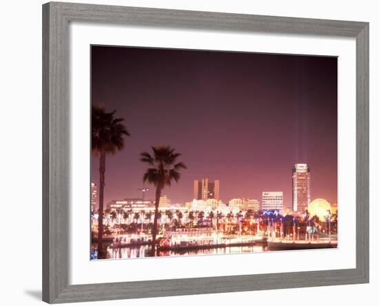 Skyline from the Park at Long Beach Harbor, Long Beach, California, USA-Brent Bergherm-Framed Photographic Print