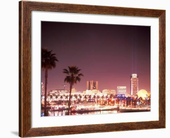 Skyline from the Park at Long Beach Harbor, Long Beach, California, USA-Brent Bergherm-Framed Photographic Print