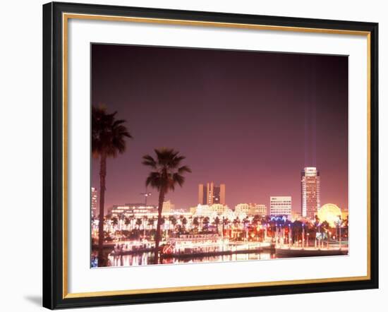 Skyline from the Park at Long Beach Harbor, Long Beach, California, USA-Brent Bergherm-Framed Photographic Print