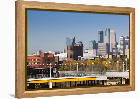 Skyline from the University of Minnesota, Minneapolis, Minnesota, USA-Walter Bibikow-Framed Premier Image Canvas