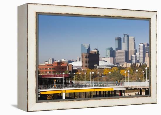 Skyline from the University of Minnesota, Minneapolis, Minnesota, USA-Walter Bibikow-Framed Premier Image Canvas