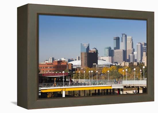 Skyline from the University of Minnesota, Minneapolis, Minnesota, USA-Walter Bibikow-Framed Premier Image Canvas