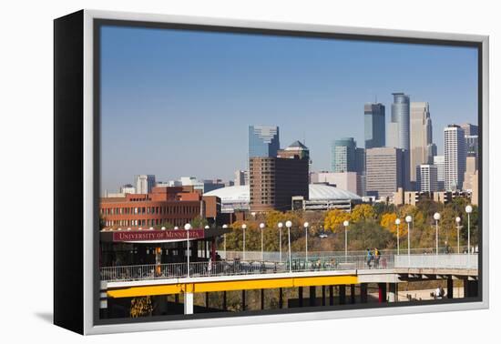 Skyline from the University of Minnesota, Minneapolis, Minnesota, USA-Walter Bibikow-Framed Premier Image Canvas