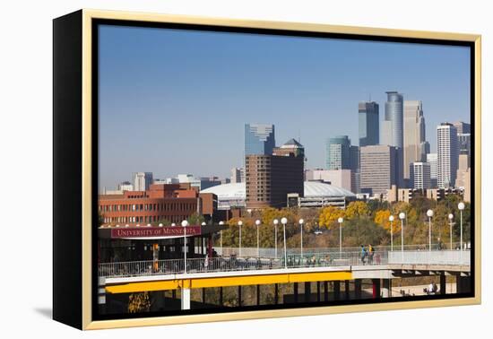 Skyline from the University of Minnesota, Minneapolis, Minnesota, USA-Walter Bibikow-Framed Premier Image Canvas