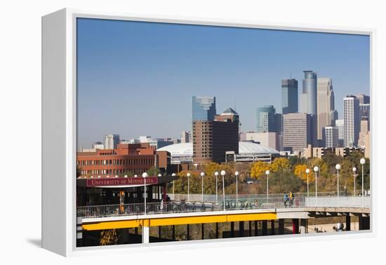 Skyline from the University of Minnesota, Minneapolis, Minnesota, USA-Walter Bibikow-Framed Premier Image Canvas