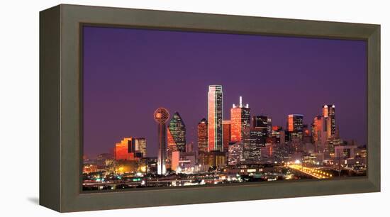Skyline illuminated at night, Dallas, Texas, USA-null-Framed Premier Image Canvas