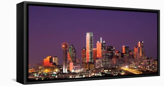 Skyline illuminated at night, Dallas, Texas, USA-null-Framed Premier Image Canvas