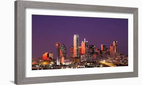Skyline illuminated at night, Dallas, Texas, USA-null-Framed Photographic Print
