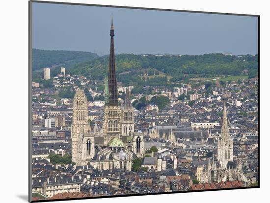 Skyline, Notre Dame Cathedral and Town Seen From St. Catherine Mountain, Rouen, Normandy, France-Guy Thouvenin-Mounted Photographic Print