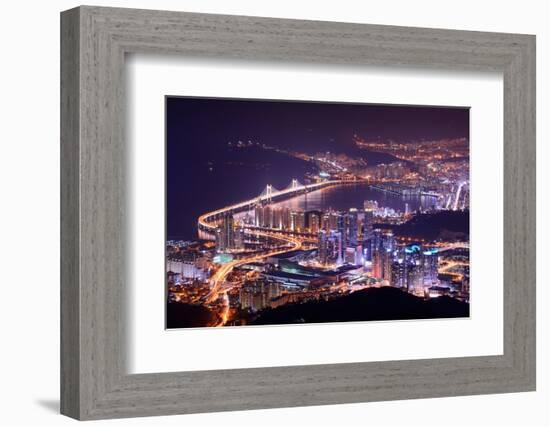 Skyline of Busan, South Korea at Night.-SeanPavonePhoto-Framed Photographic Print