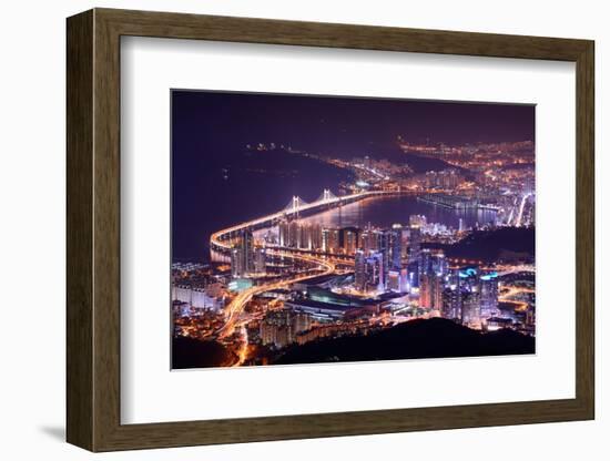 Skyline of Busan, South Korea at Night.-SeanPavonePhoto-Framed Photographic Print