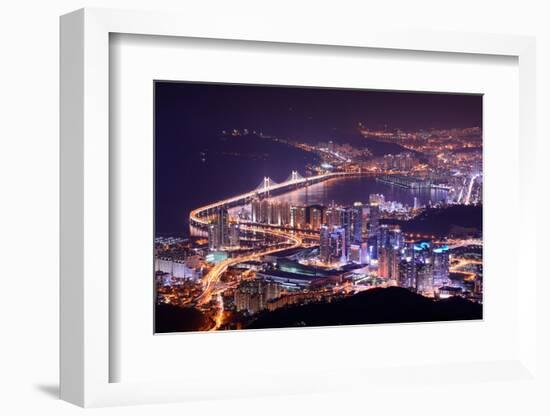 Skyline of Busan, South Korea at Night.-SeanPavonePhoto-Framed Photographic Print