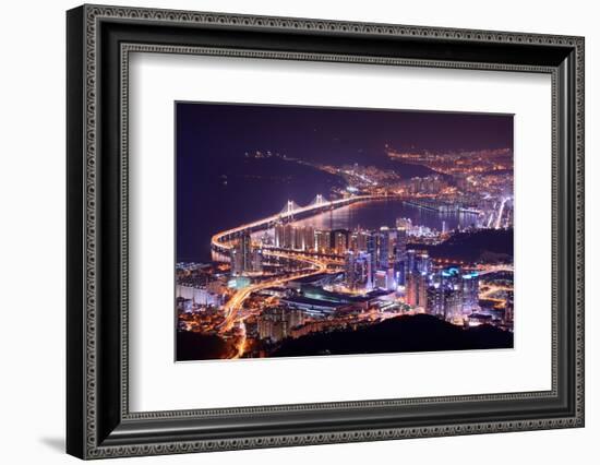 Skyline of Busan, South Korea at Night.-SeanPavonePhoto-Framed Photographic Print