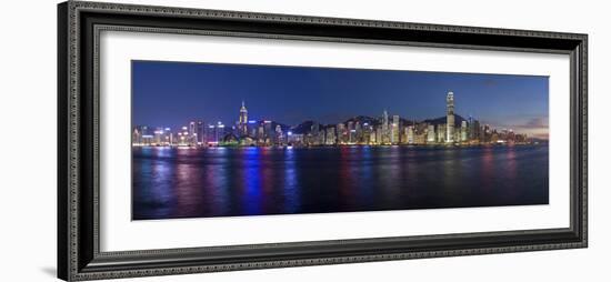 Skyline of Central, Hong Kong Island, from Victoria Harbour, Hong Kong, China, Asia-Gavin Hellier-Framed Photographic Print